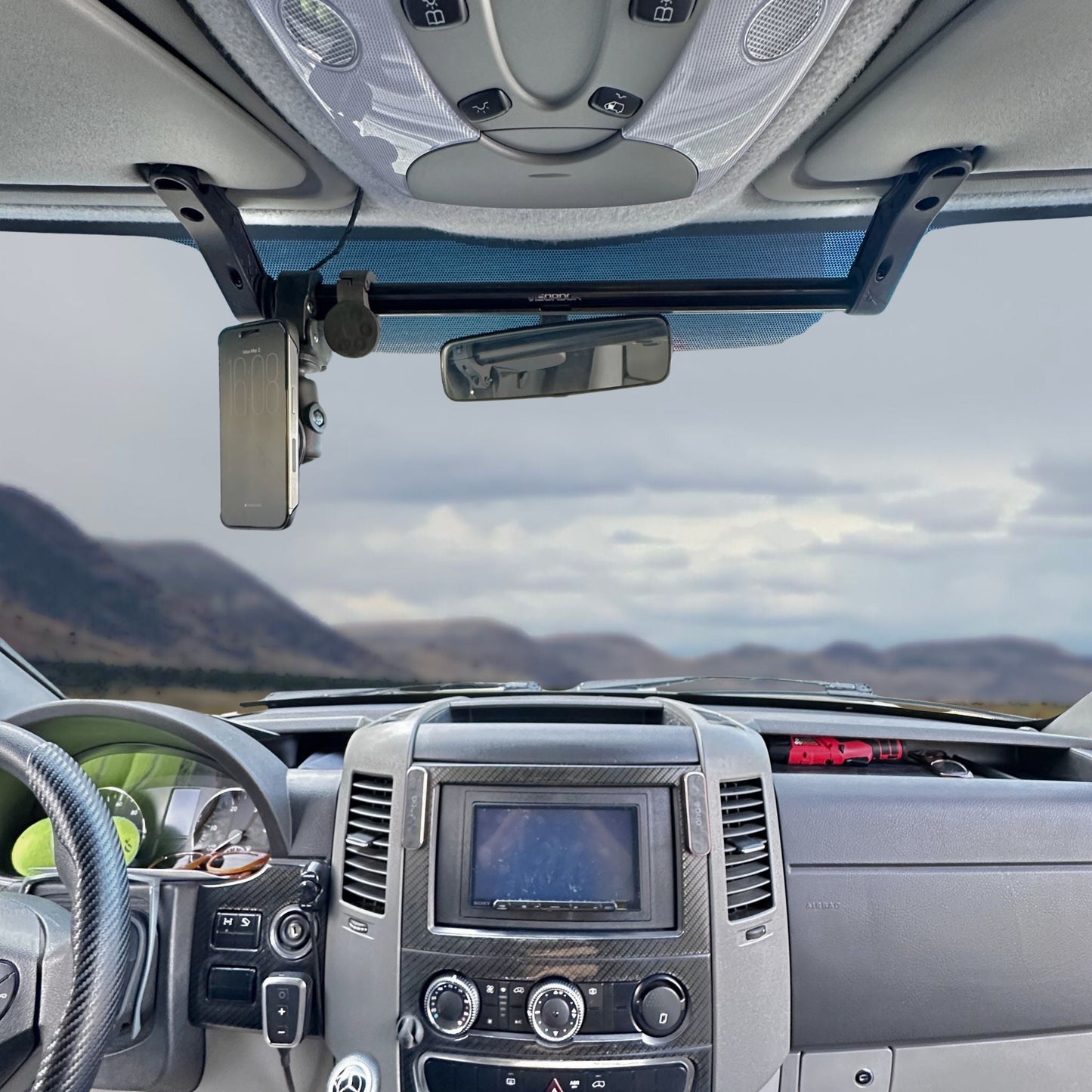 Sprinter Van Visor Tube  Mount for Navigation Devices and Accessories – TERRA X Visordok TubeTrak